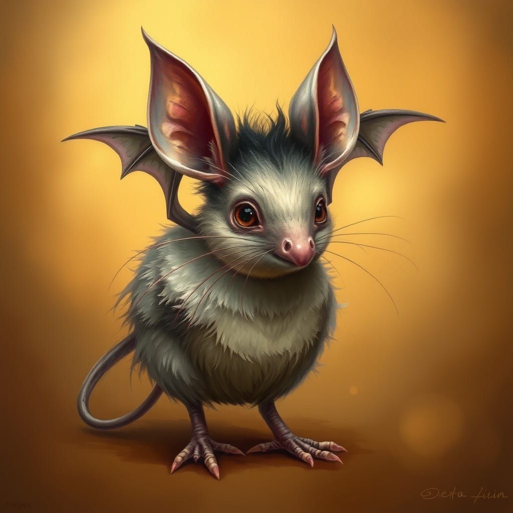 Fantastical Winged Fowl with Whiskered Snout