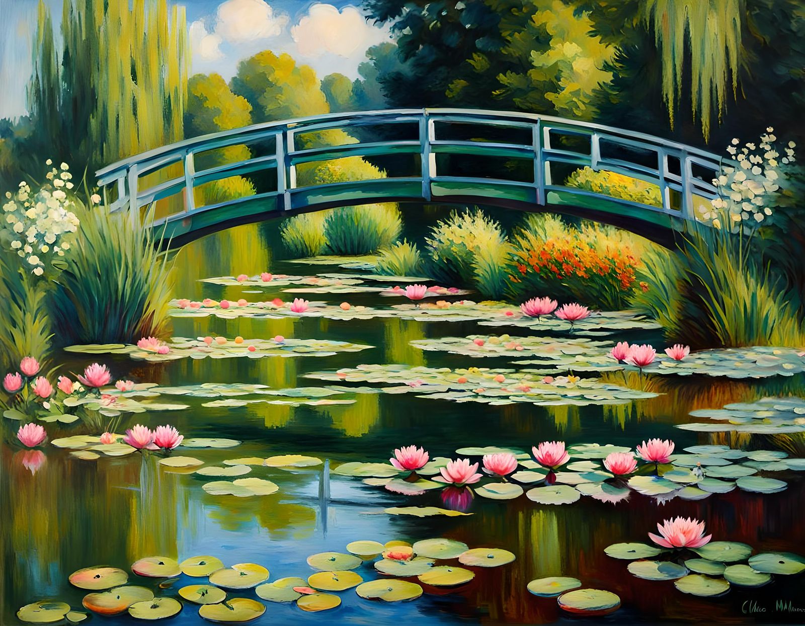 Water Lilies Impressionism Painting in Monet Style