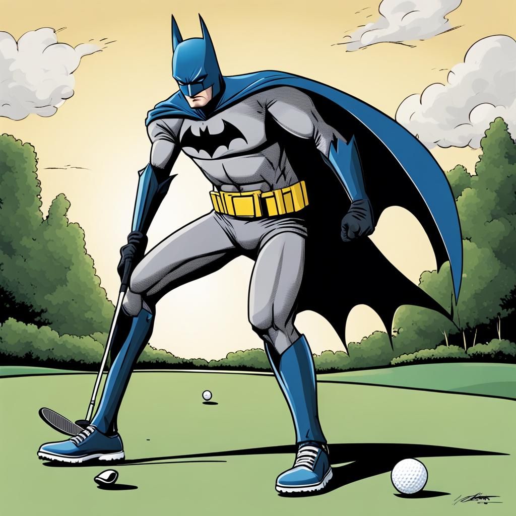 Batman Playing Golf on the Green