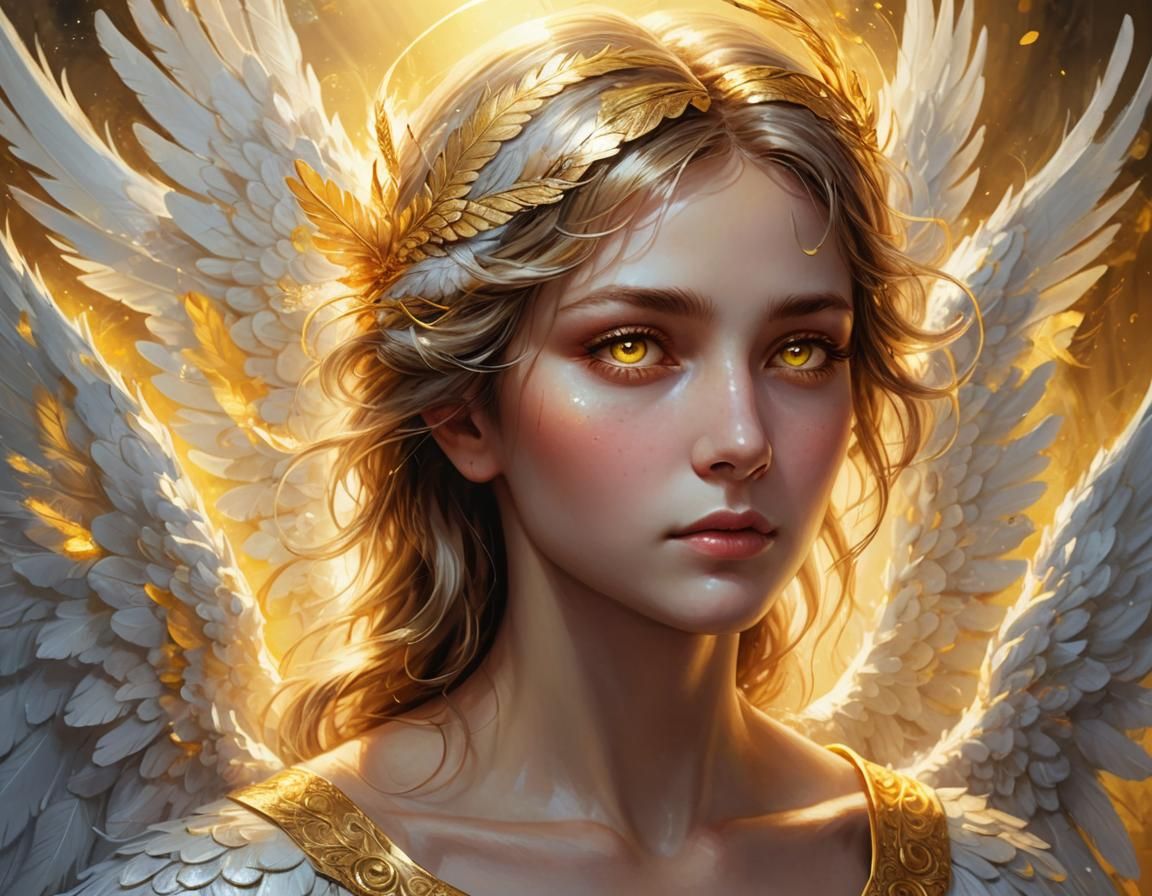 Ethereal Six-Winged Angel in Heavenly Light