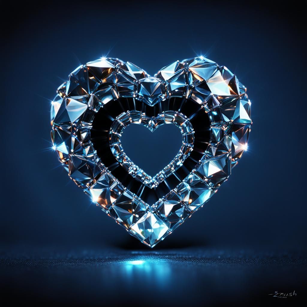 Diamond Hearts in a Long Exposure ZBrush Render