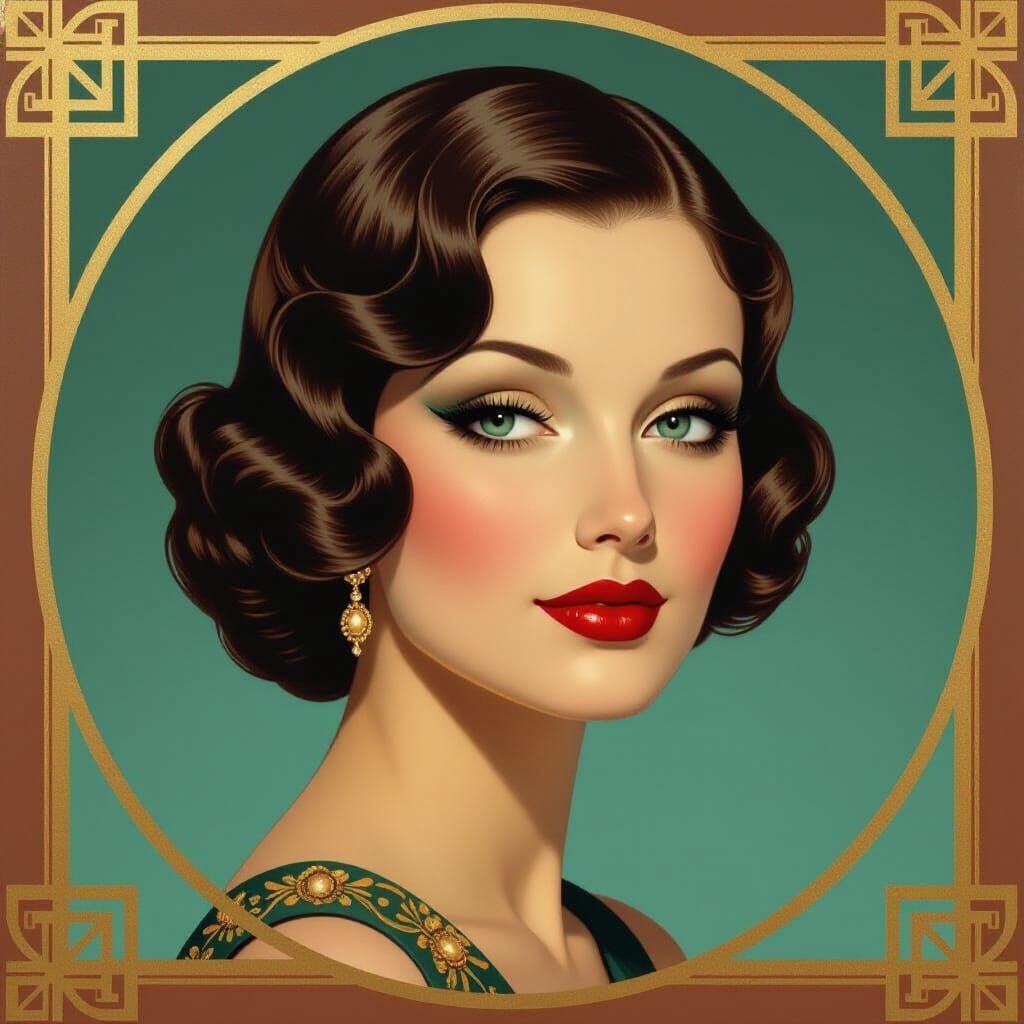 Art Deco Portrait With Golden Hues