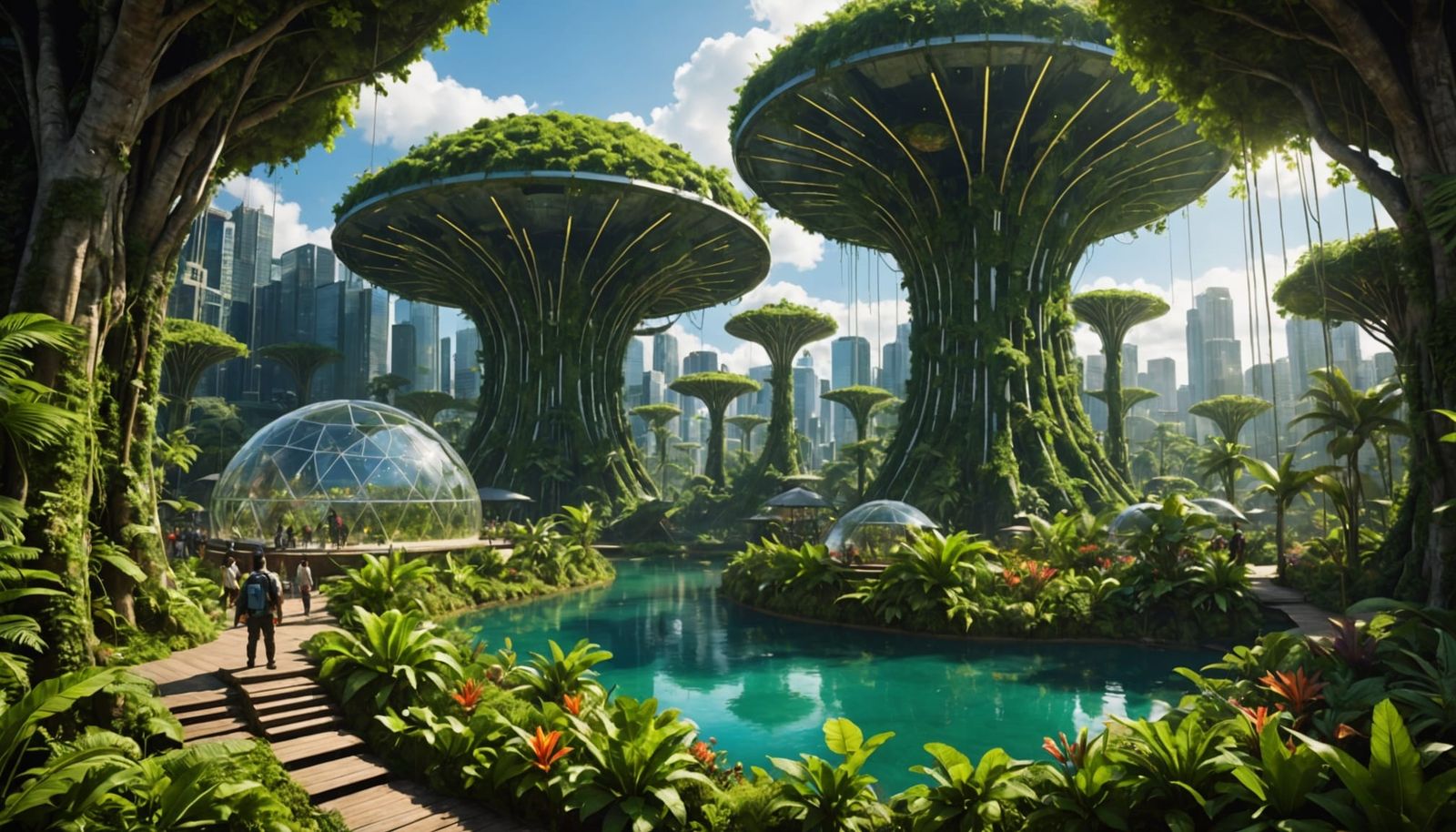 Mysterious Eco Dome City with Forgotten Tech and Glowing Flo...