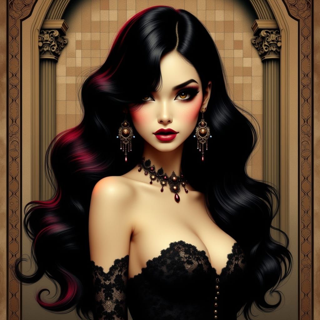 Rock and Roll Pin Up Girl in Elegant Retro Setting