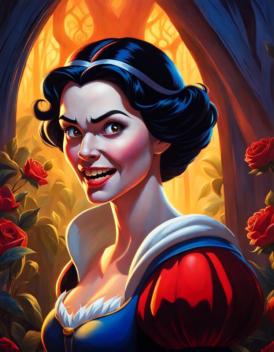 Snow White Vampire Portrait in Hyperrealistic Style