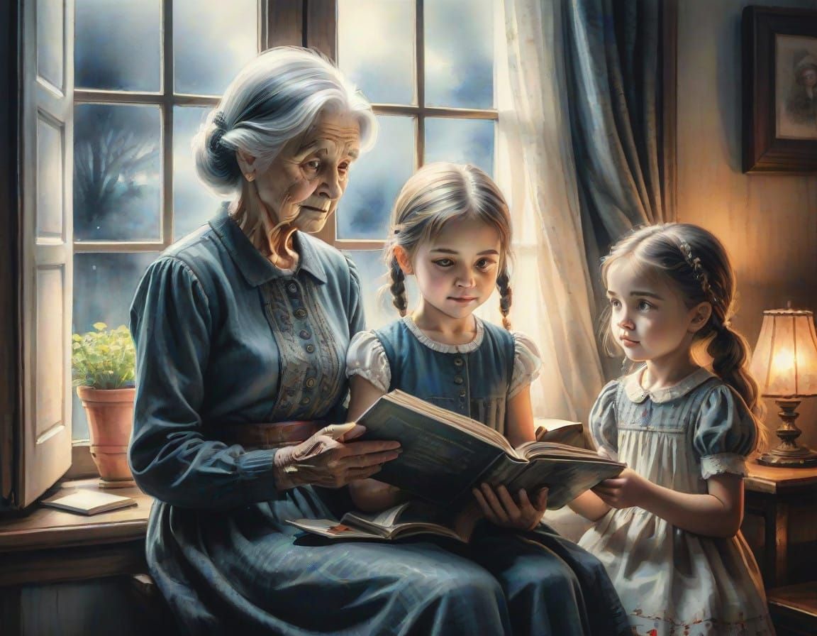 Whimsical Portrait of a Young Girl in Watercolor