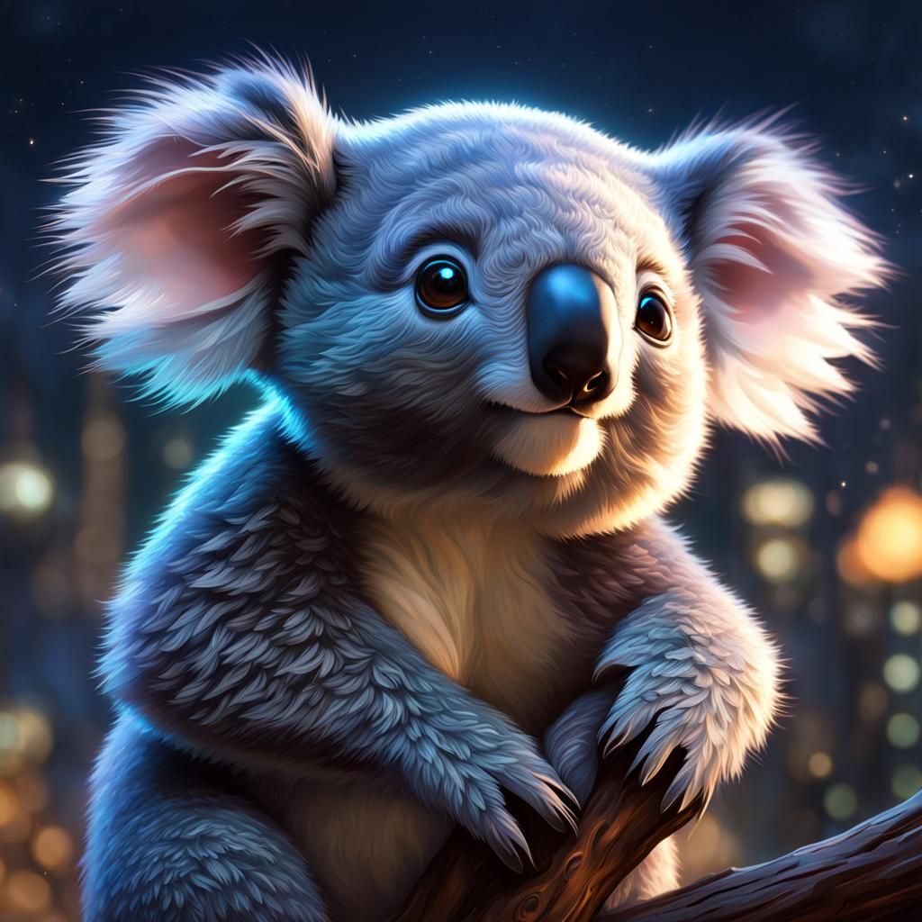 Detailed Koala Portrait with Volumetric Lighting