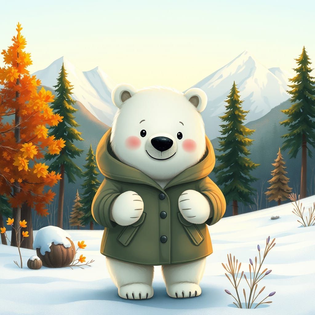 Surreal Arctic Wonderland in Traditional Digital Art Style