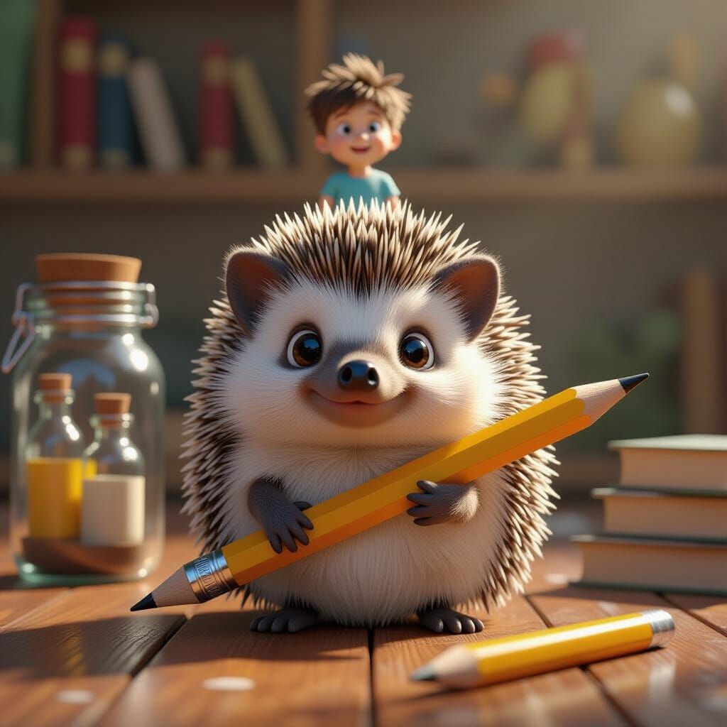 Hedgehog Drawing in 3D Game Cinematic Style