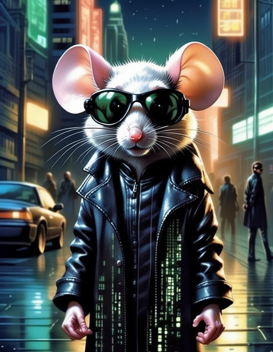 Mouse as Matrix Neo in Comic Book Art