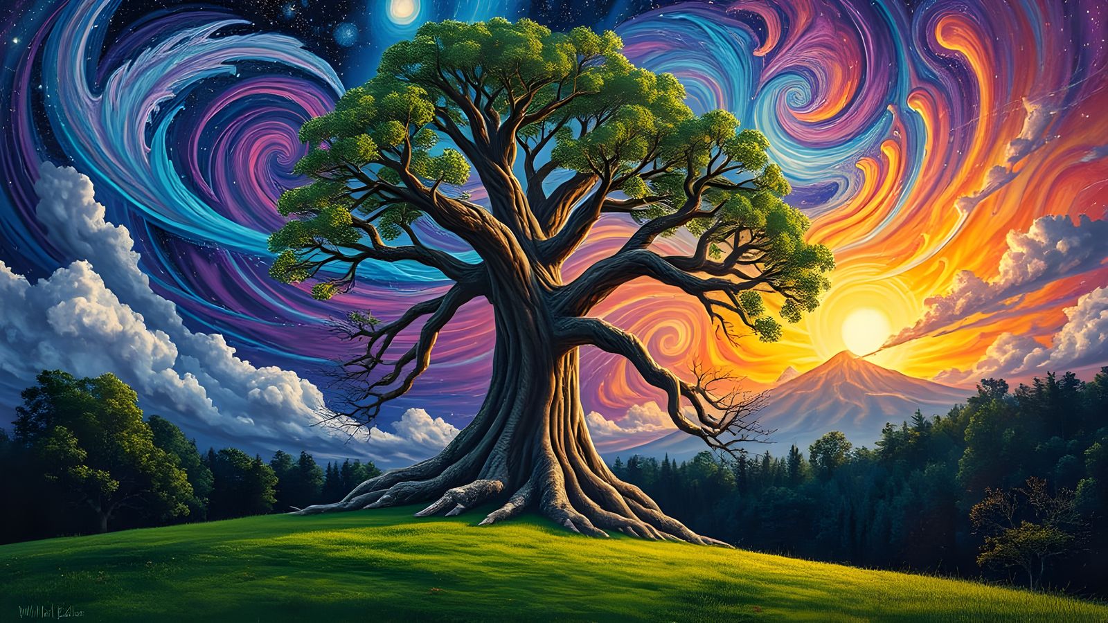 Vibrant Cosmic Tree of Norse Mythology