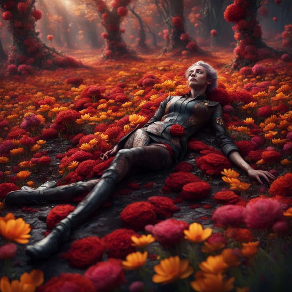 Rue's Tragic Demise: An Ink Flower Requiem