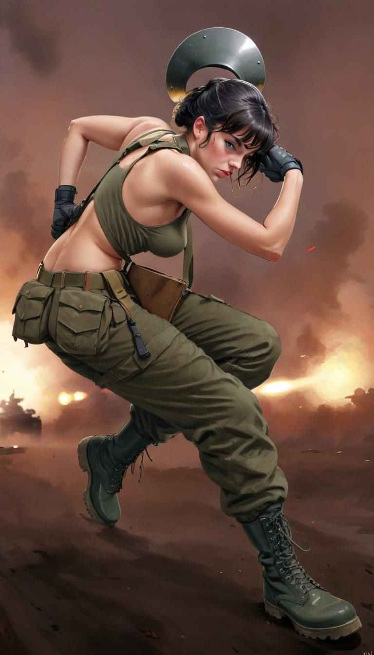 Voluptuous Woman in Military Attire