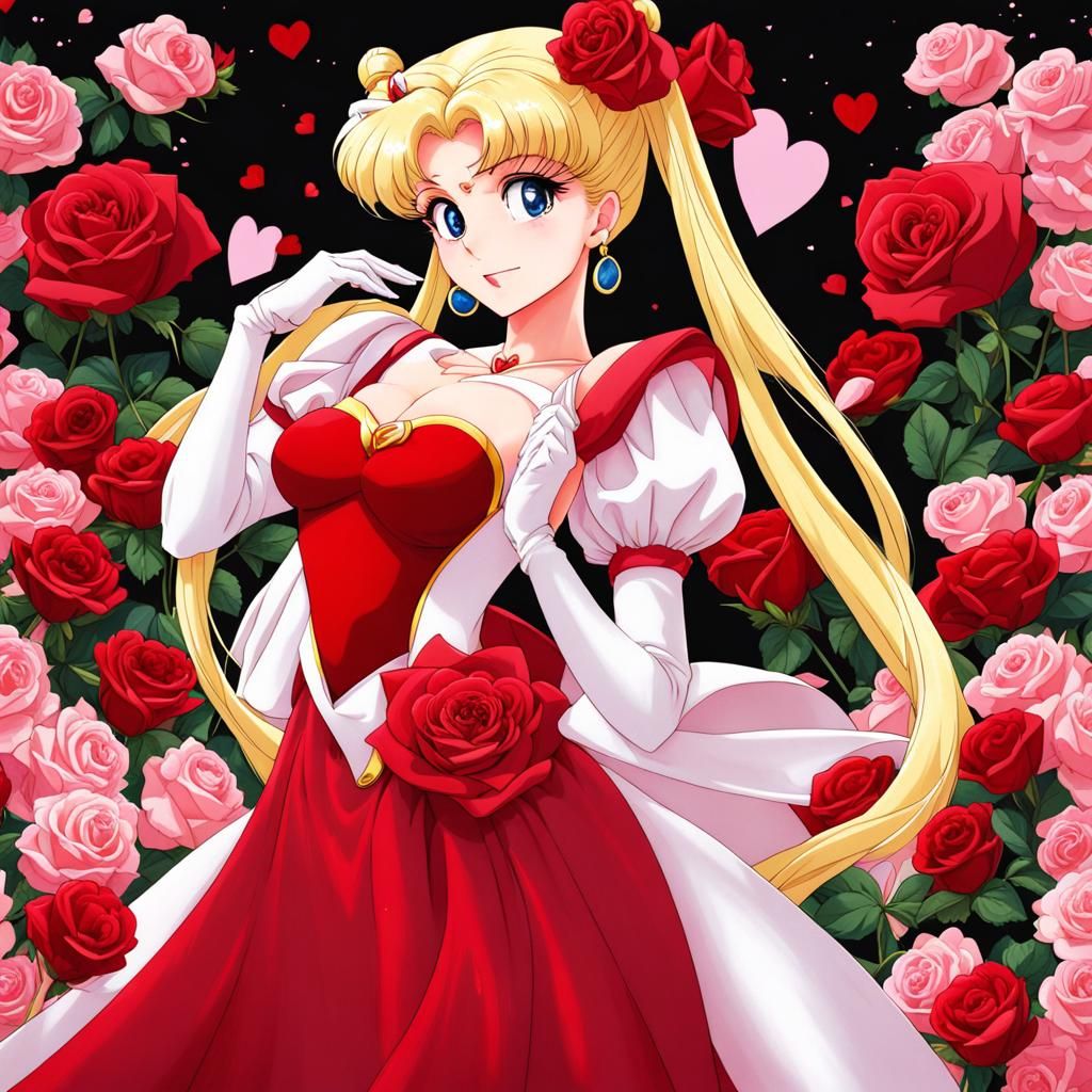 Princess Serenity in Valentine's Day Anime Art