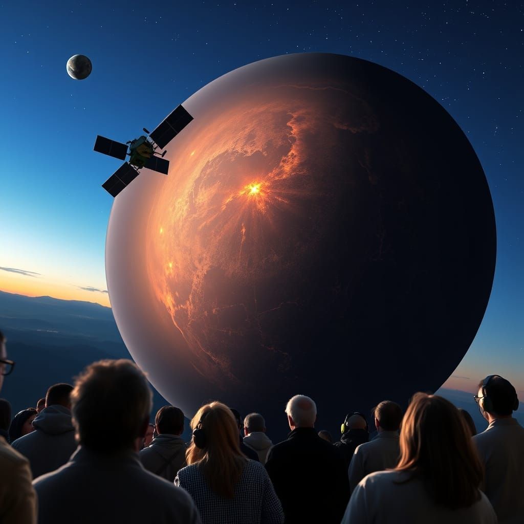 People Gaze Up at Burning Satellite as it Crashes into Earth...