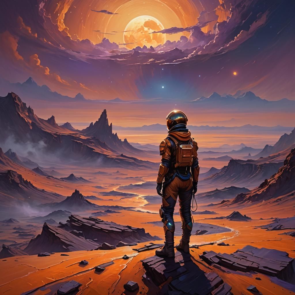 Titan Moon Fantasy Oil Painting