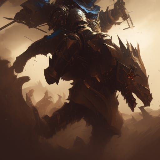 Menacing Knight Rips Foe: Dark Fantasy Art
