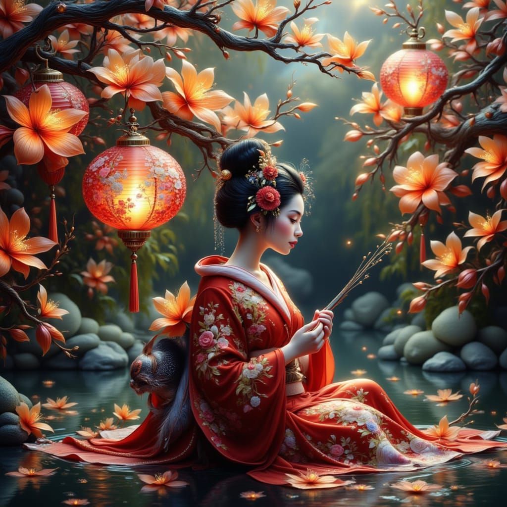 Beautiful charming geisha