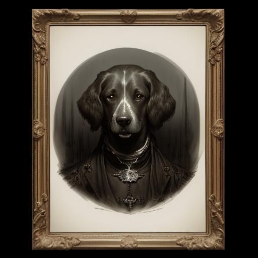 Horrific Dog Portrait in Gothic Horror Style