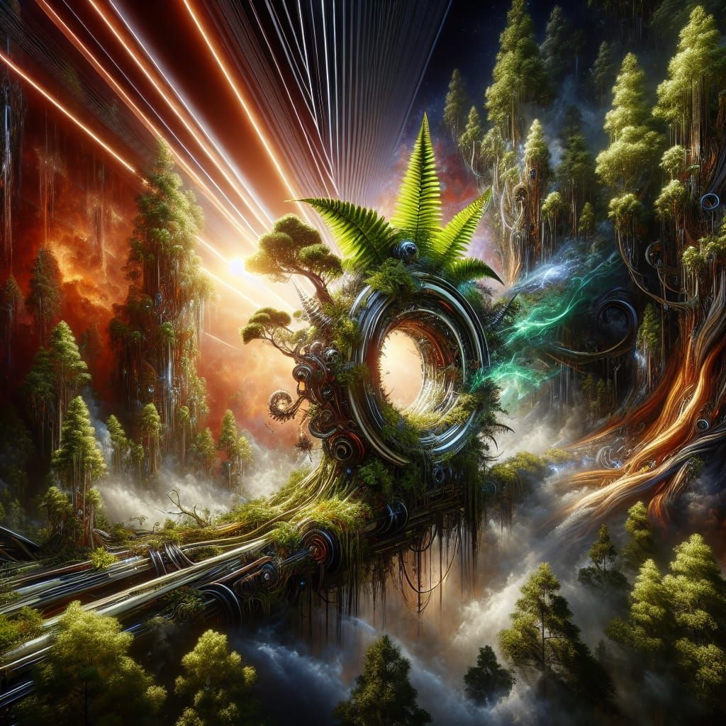 Biomechanical Forest Fern Holding Ring of Power