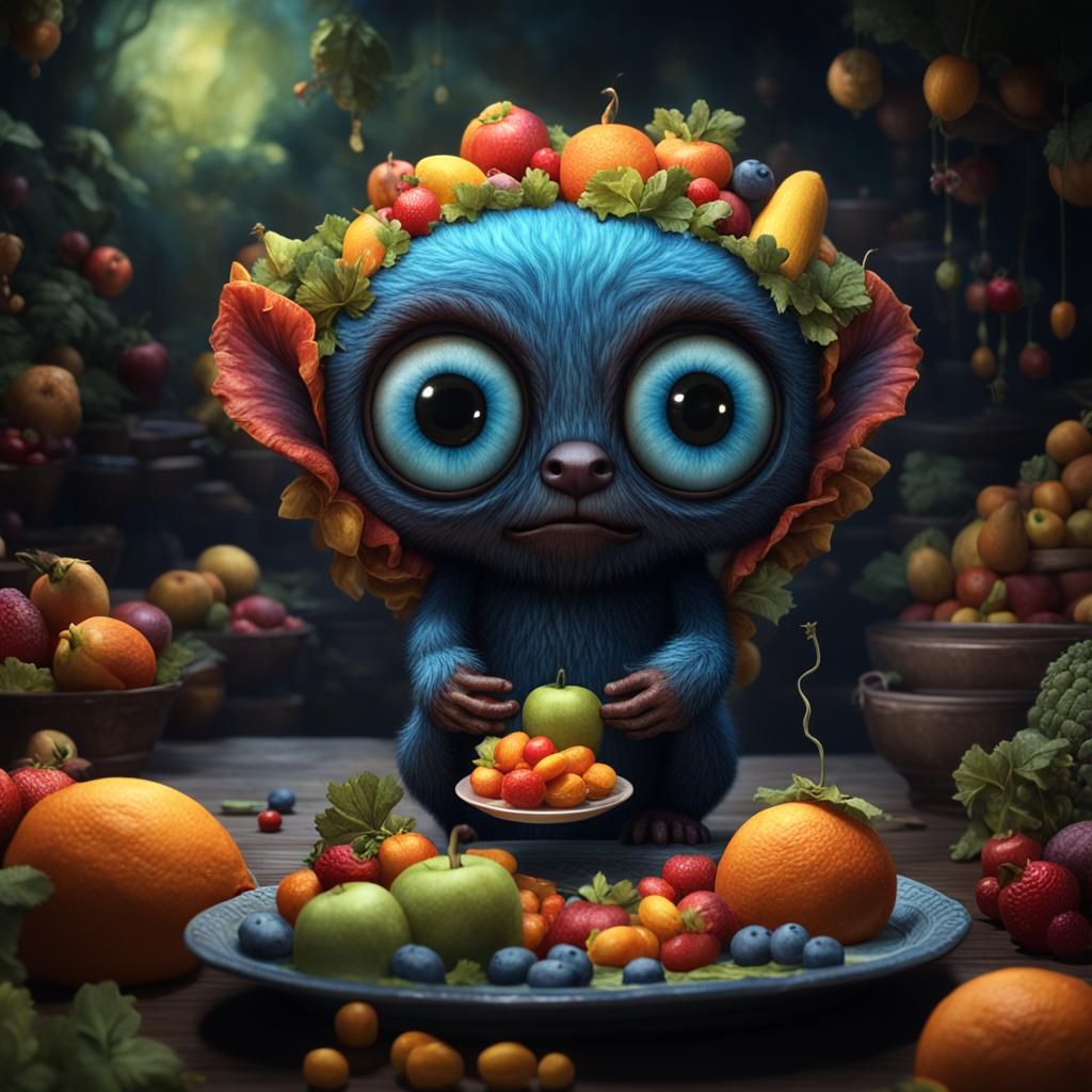 Cute Food Monster Character in Detailed Digital Art