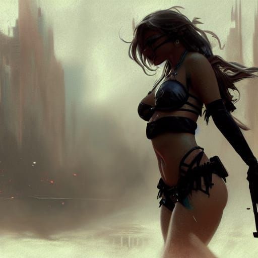 Bikini Girls with Machine Guns: Dark Fantasy Art