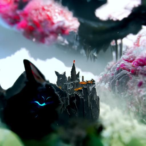 Fantastical Cat World in Detailed Matte Painting
