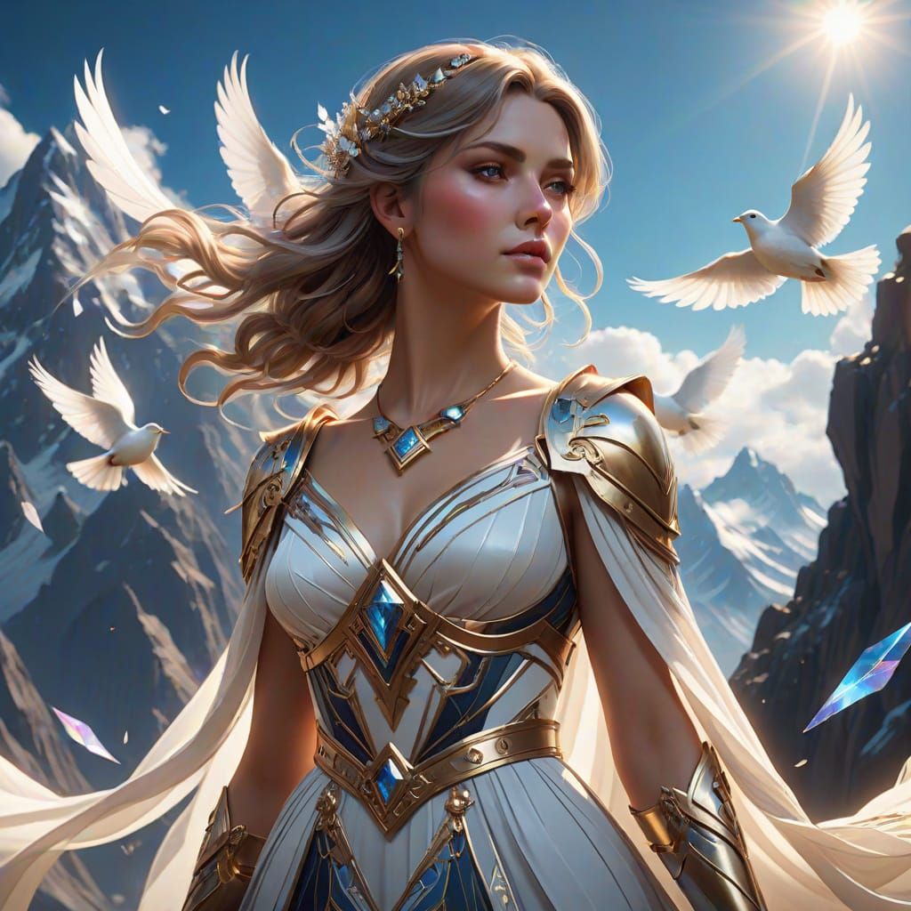 Enchanting Mountain Goddess in Ethereal Attire