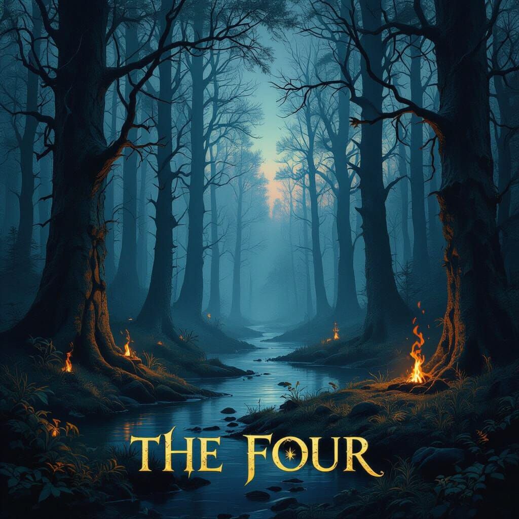 Enchanted Forest at Twilight: A Dark Fantasy Landscape