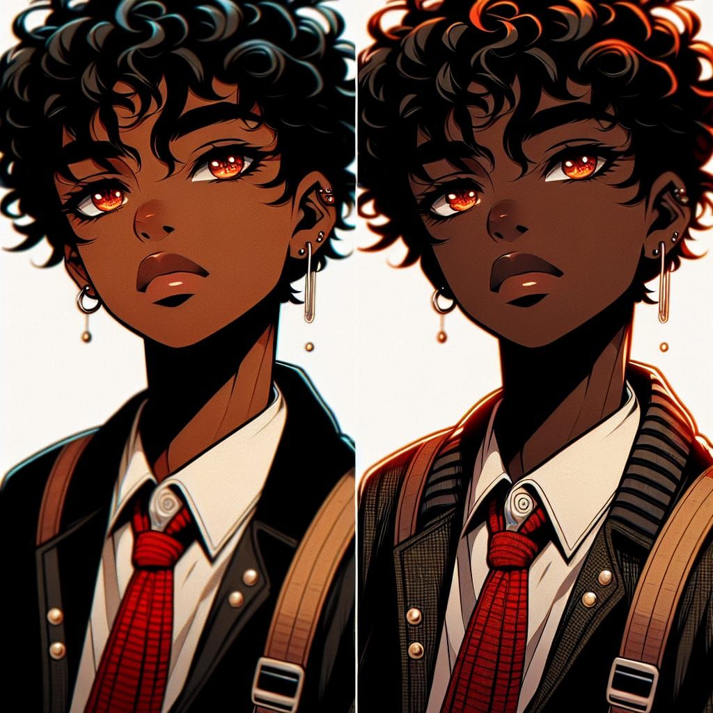 Trendy Black Boy with Red Eyes, Cel-Shaded Manga