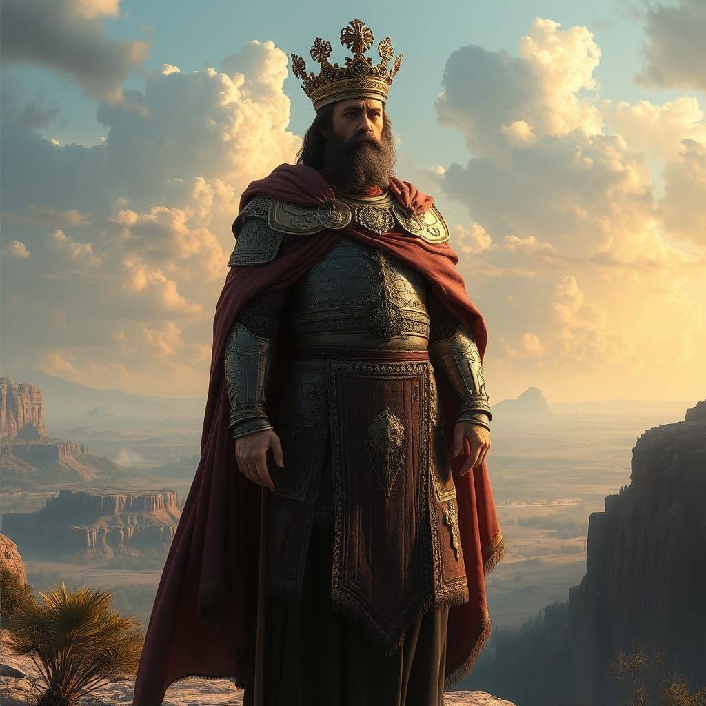Majestic Emperor in Ethereal Landscape as Matte Painting