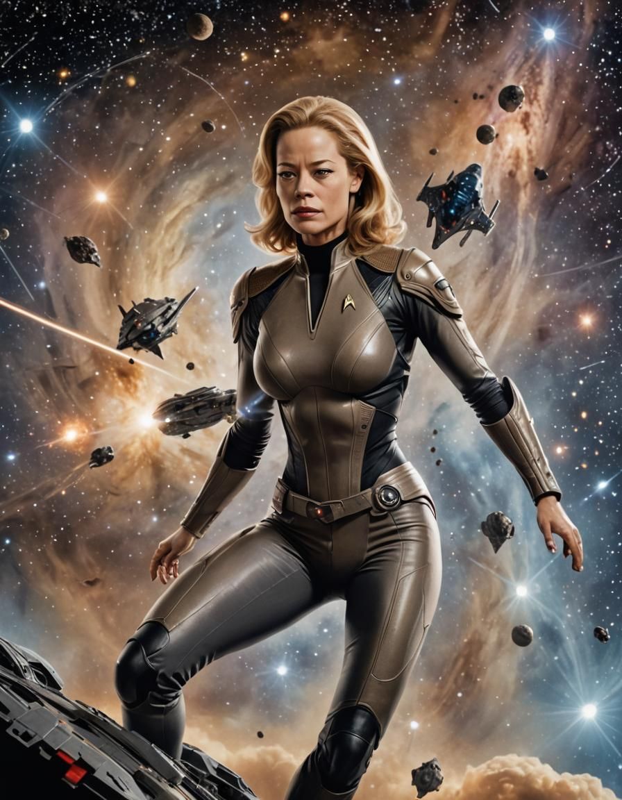 Sci-Fi Action Scene with Miniature Starship