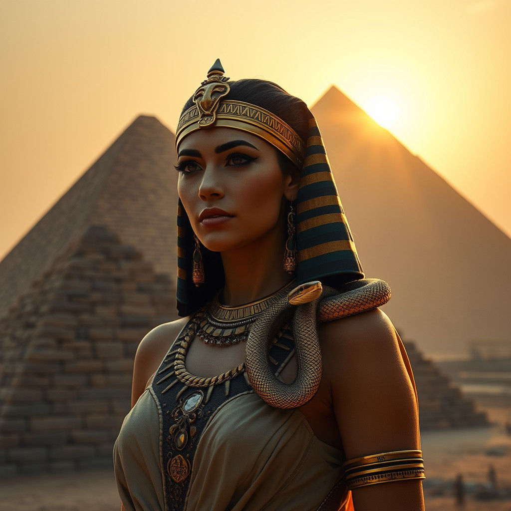 Cleopatra with Serpent at the Pyramids