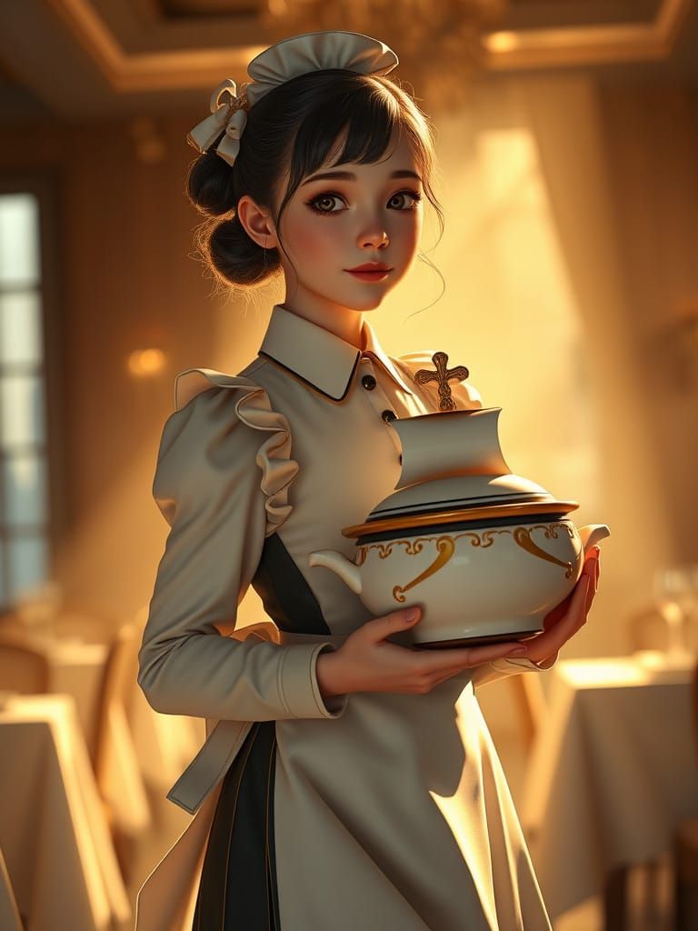 Stunning Maid Girl in Cinematic Portrait