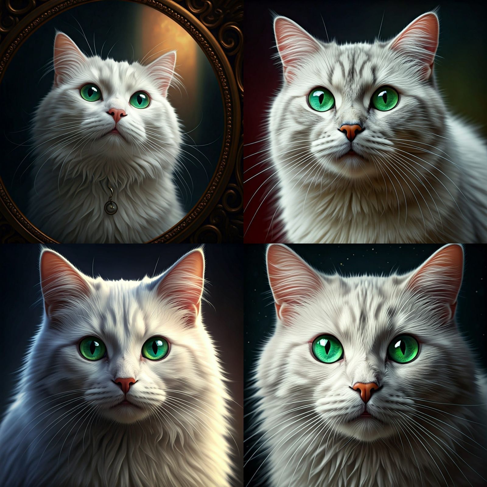 Whimsical Angora Cat with Emerald Eyes