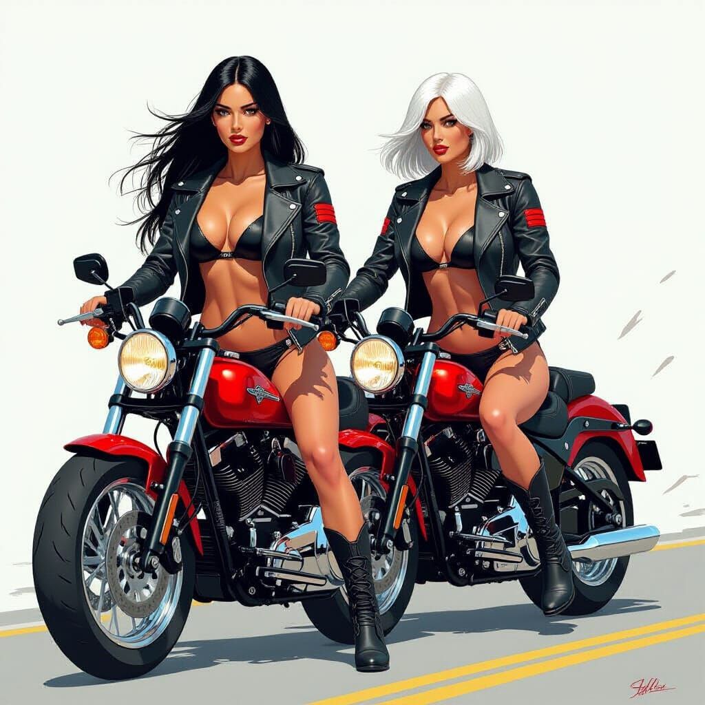 Bikini-Clad Women Ride Futuristic Motorcycles
