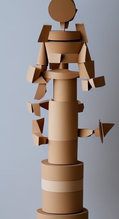 Minimalist Cardboard Sculpture of a Woman