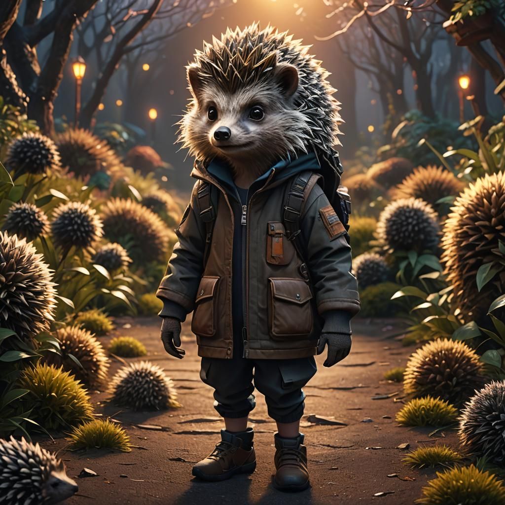 Adorable Human Hedgehog Hybrid Girl: Digital Art