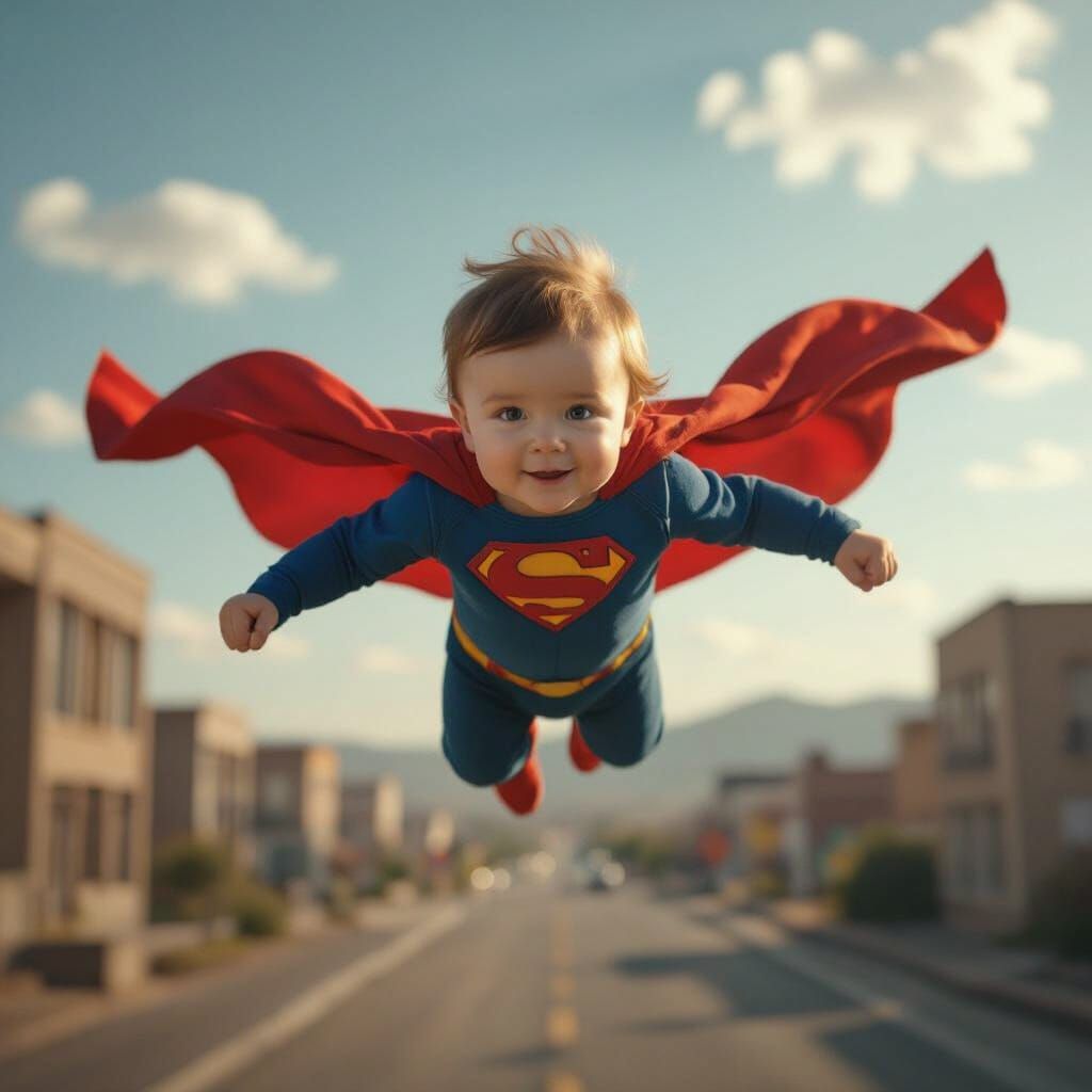 Boy with Superpowers in Cinematic Action Shot