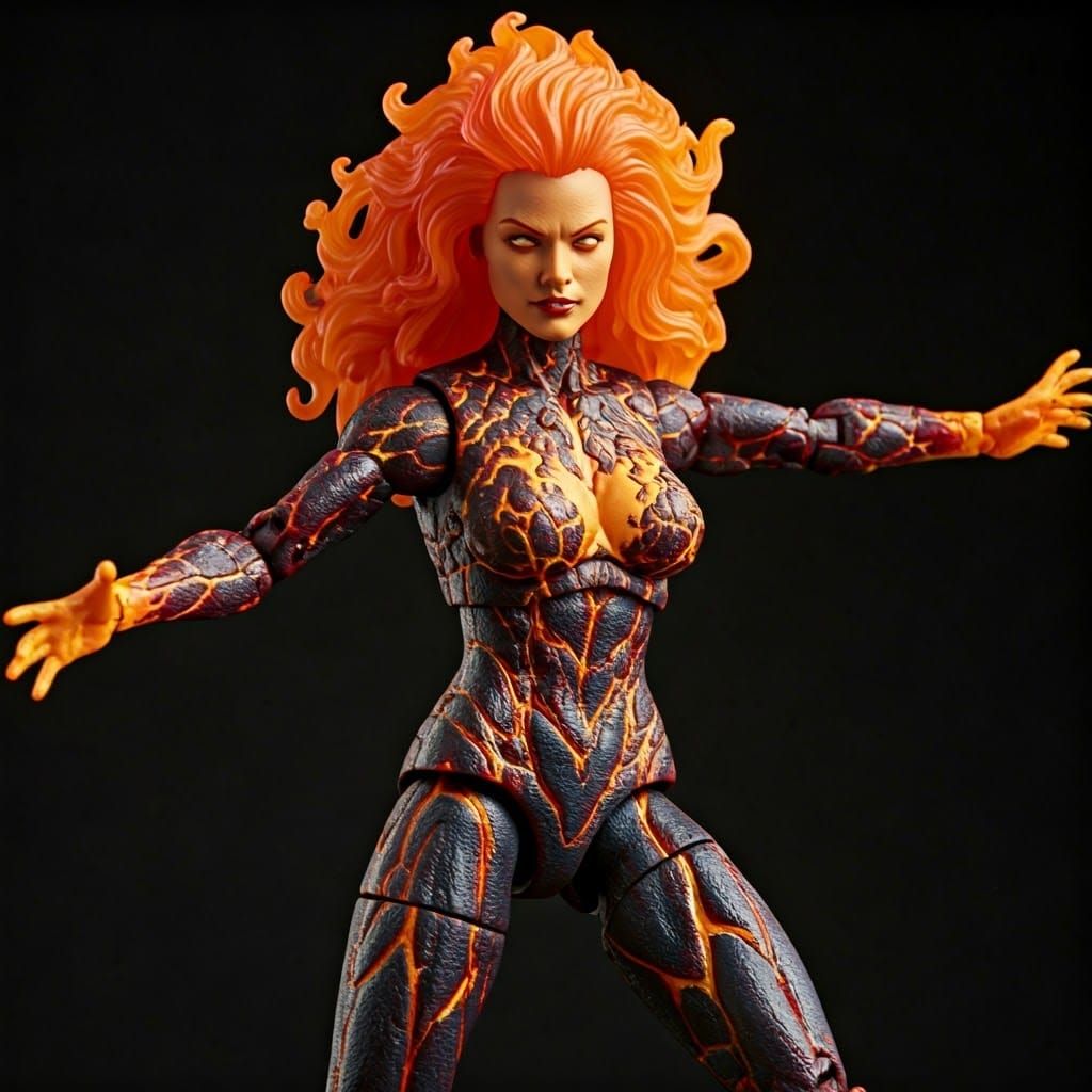 Volcana Action Figure in Molten Lava Style