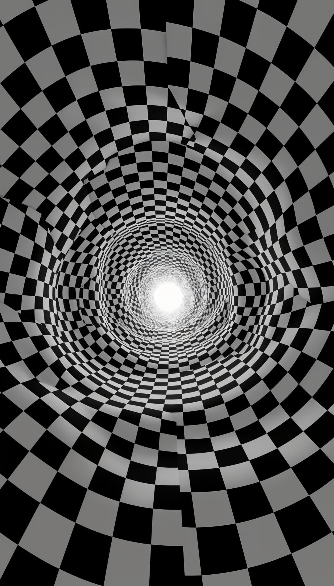 Optical Illusion Tunnel in Black and White