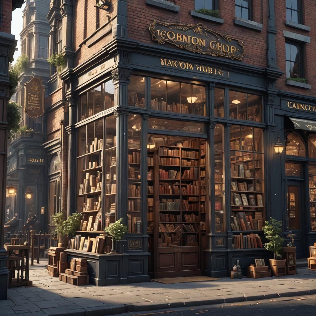 Victorian Book Shop Window in 3D