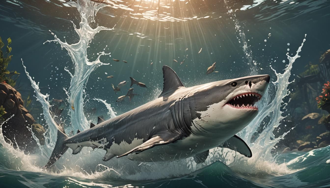 Cinematic Aquatic Scene in Art Nouveau Style