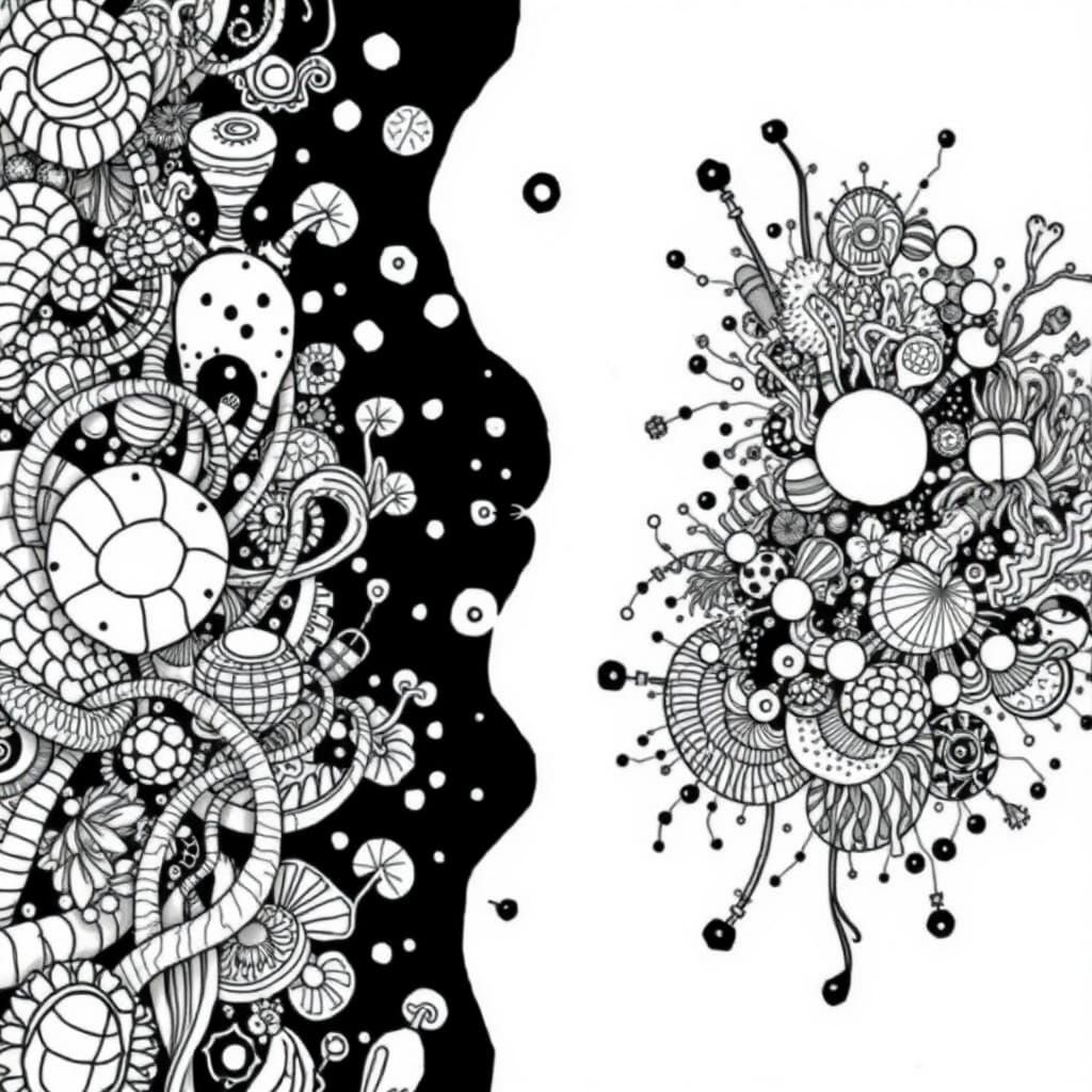Intricate Doodle Drawing in Black and White