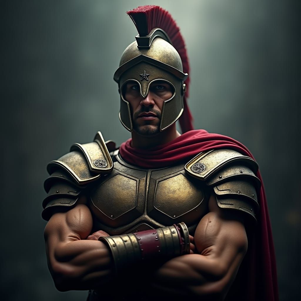 Hyperrealistic Spartan Warrior: Strength and Focus