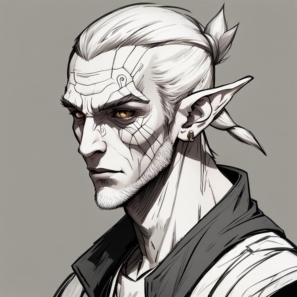 Fantasy Elf Portrait in Dark Gothic Style