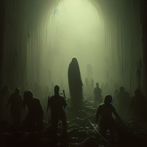 Dark and Scary Zombie Apocalypse Horror Scene