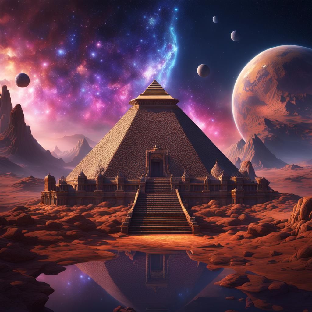 Cosmic Pyramid in Detailed Matte Painting Style