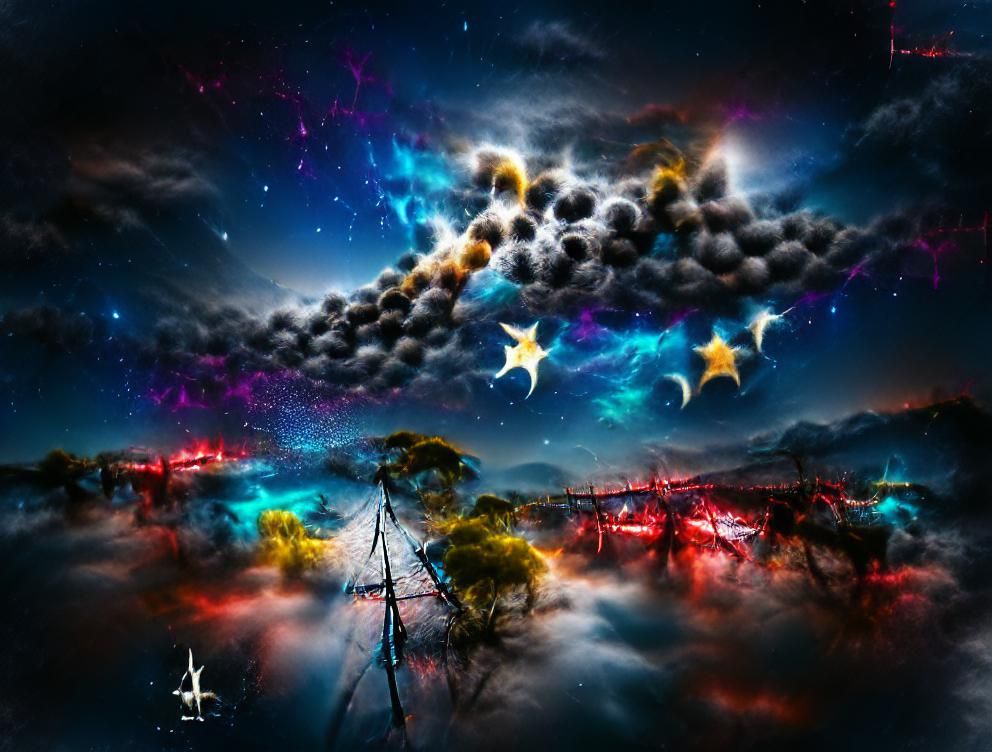 Southern Cross Constellation in Colorful Digital Illustratio...