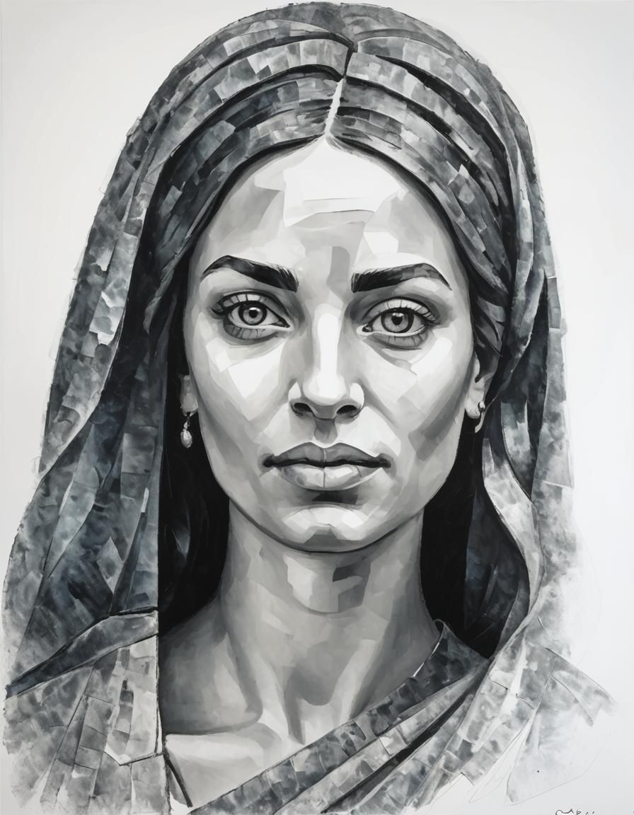 Young Woman Portrait in Blue Period Impasto Style